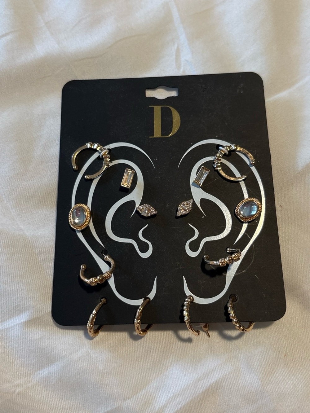 Mixed Gold-Tone Earring Set with Crystal and Opal Accents